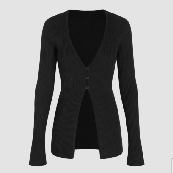 Cider Wool Blend V Neck Button Knitted Cardigan Sweater Plus Size Black 0XL - Picture 8 of 12